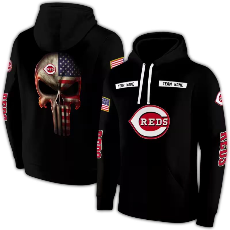 Personalized Cincinnati Reds Punisher Skull AOP Hoodie 1