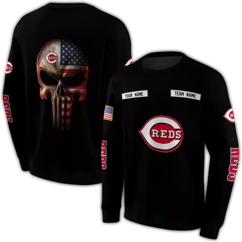 Personalized Cincinnati Reds Punisher Skull AOP Sweatshirt 1