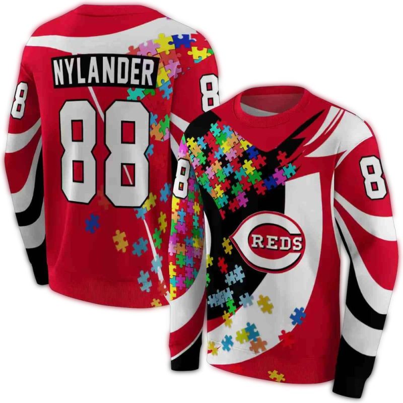 Personalized Cincinnati Reds Puzzle Pieces AOP Sweatshirt 1