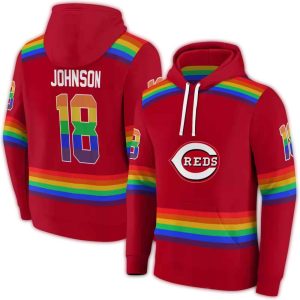 Custom Cincinnati Reds Rainbow Stripes All-Over Print Hoodie