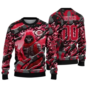 Personalized Cincinnati Reds Skull Horde Sweatshirt For Fans