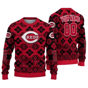 Personalized Cincinnati Reds Snowflake Matrix Sweater For Fans