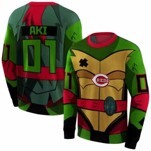 Custom Cincinnati Reds Superhero Armor All-Over Print Sweatshirt