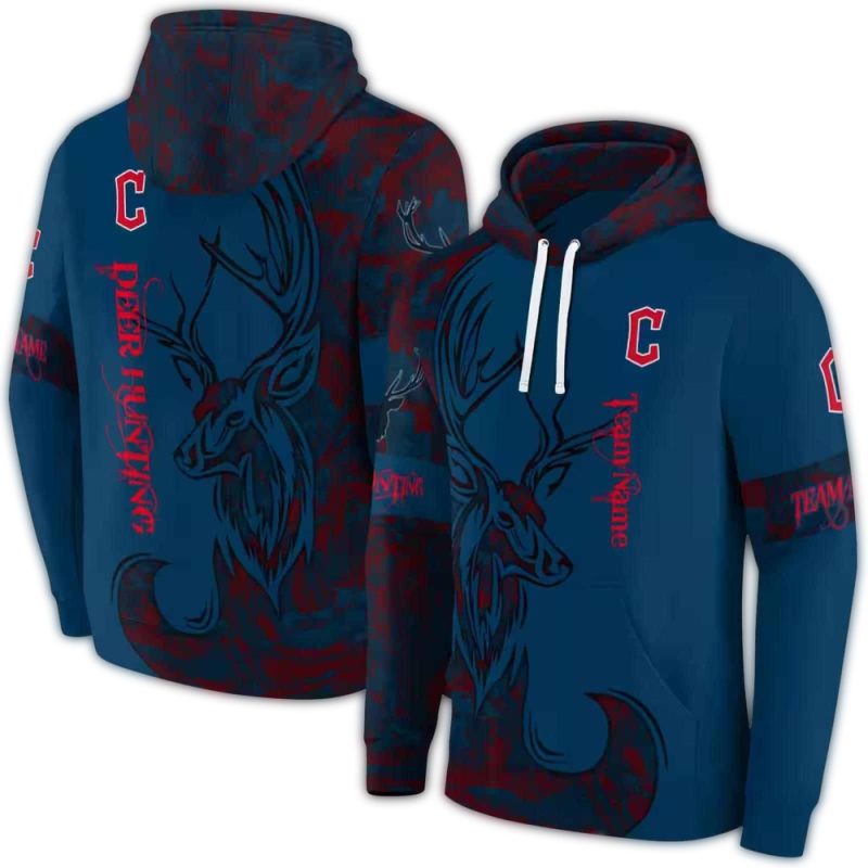 Personalized Cleveland Guardians Deer Silhouette AOP Hoodie 1