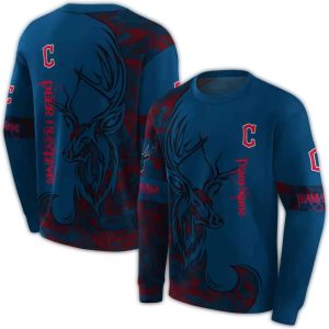 Custom Cleveland Guardians Deer Silhouette All-Over Print Sweatshirt