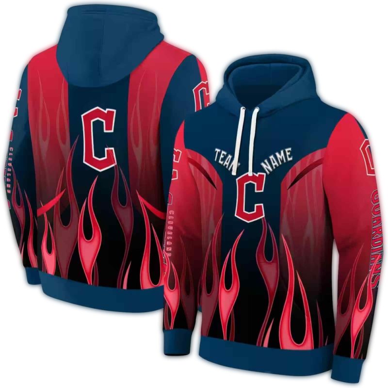 Personalized Cleveland Guardians Flame AOP Hoodie 1