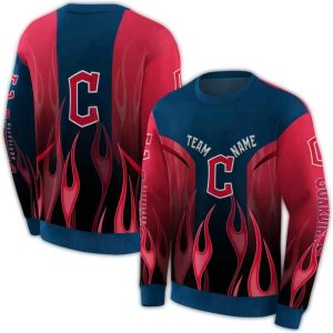 Custom Cleveland Guardians Flame All-Over Print Sweatshirt For Fans
