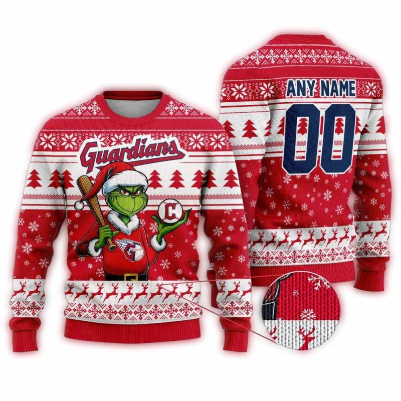 Personalized Cleveland Guardians Grinch Christmas Ugly Sweater 1