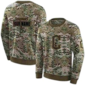 Custom Cleveland Guardians Military Print Sweatshirt – All Over Design