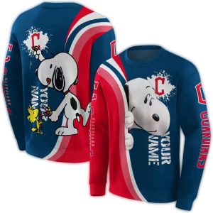 Personalized Snoopy Peeking Cleveland Guardians All-Over Print Sweatshirt