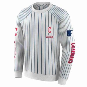 Custom Cleveland Guardians Navy Blue & White Pinstripe Sweatshirt
