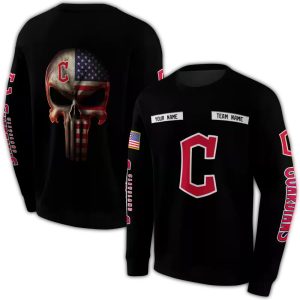 Custom Cleveland Guardians Punisher Skull All-Over Print Sweatshirt