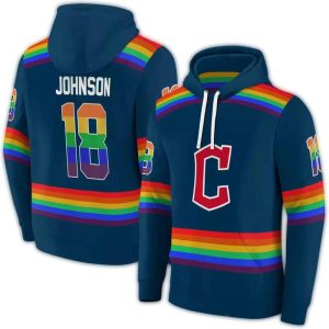Custom Cleveland Guardians Rainbow Stripes All-Over Print Hoodie