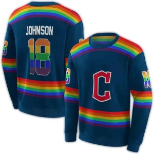 Custom Cleveland Guardians Rainbow Stripes All-Over Print Sweatshirt