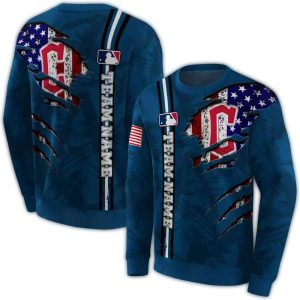 Custom Cleveland Guardians Ripped Flag All-Over Print Sweatshirt