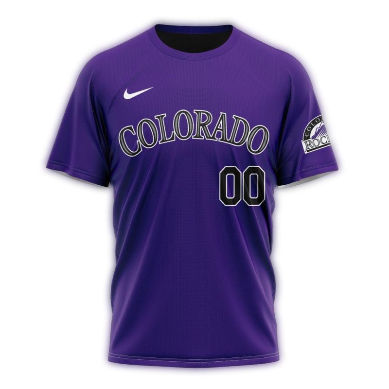 Personalized Colorado Rockies Alternate Kits Purple AOP T Shirt 1