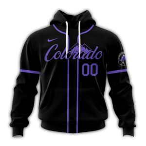Personalized Colorado Rockies Black Stripe All Over Print Hoodie