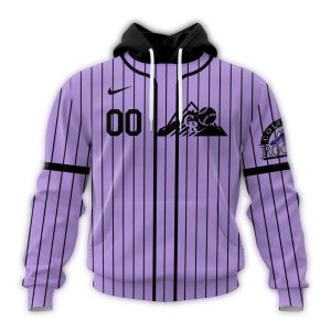 Custom Colorado Rockies Purple Stripe All-Over Print Hoodie For Fans
