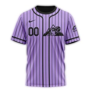 Custom Colorado Rockies Purple Stripe All Over Print T-Shirt
