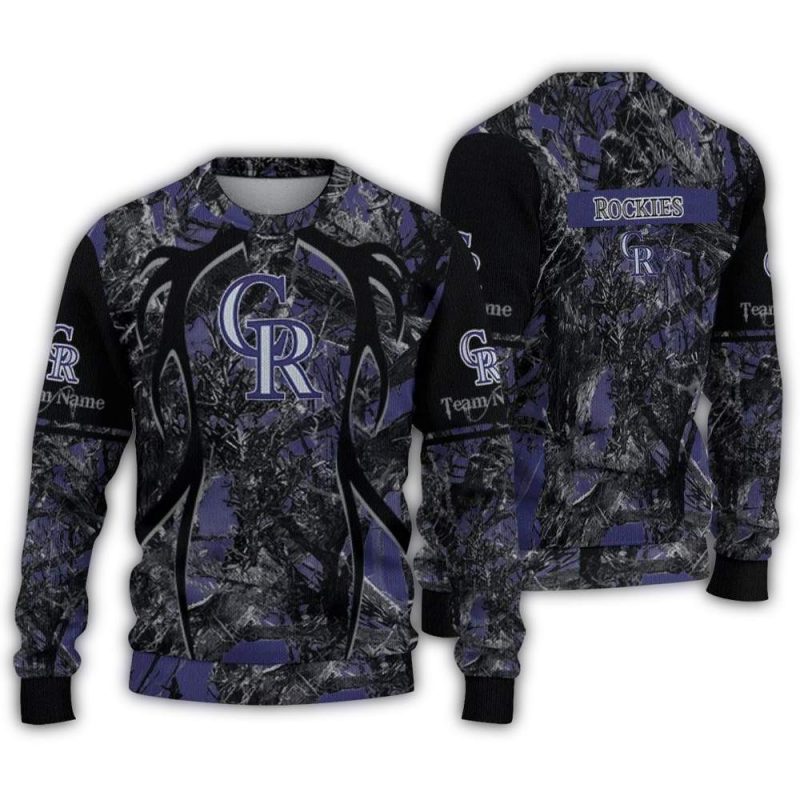 Personalized Colorado Rockies Antlers Pattern Ugly Sweater 1