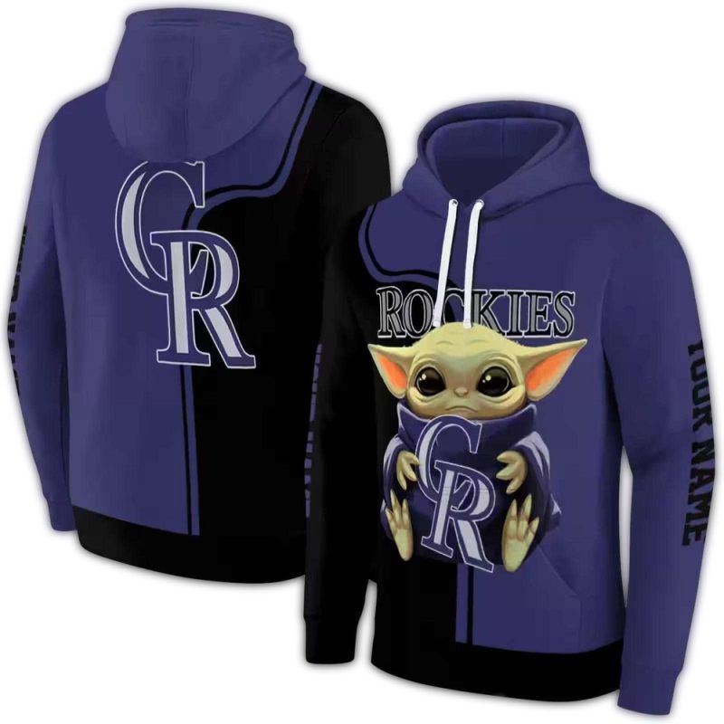 Personalized Colorado Rockies Baby Yoda AOP Hoodie 1