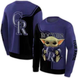 Custom Baby Yoda Colorado Rockies All Over Print Sweatshirt For Fans