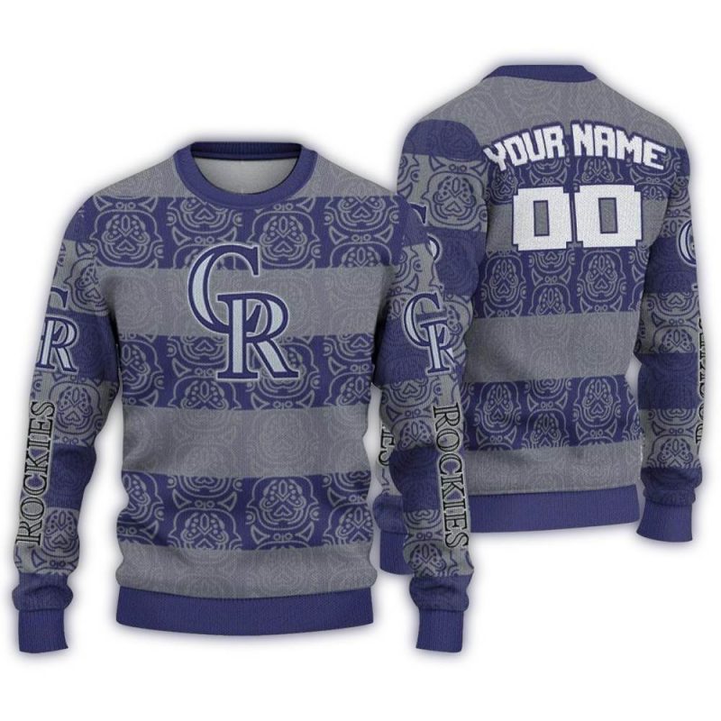 Personalized Colorado Rockies Bulldog Motif Ugly Sweater 1