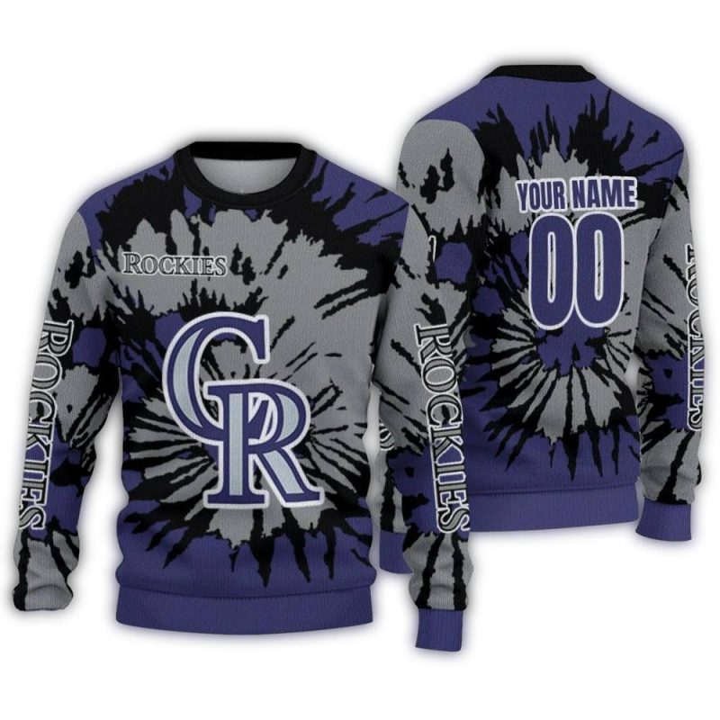 Personalized Colorado Rockies Burst Swirl Ugly Sweater 1
