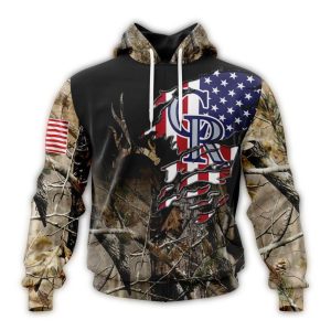 Custom Colorado Rockies Camo Realtree All-Over Print Hoodie For Hunters