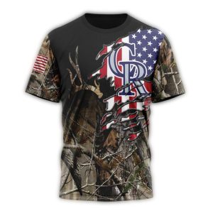 Personalized Camo Colorado Rockies Hunting T-Shirt - Realtree Design