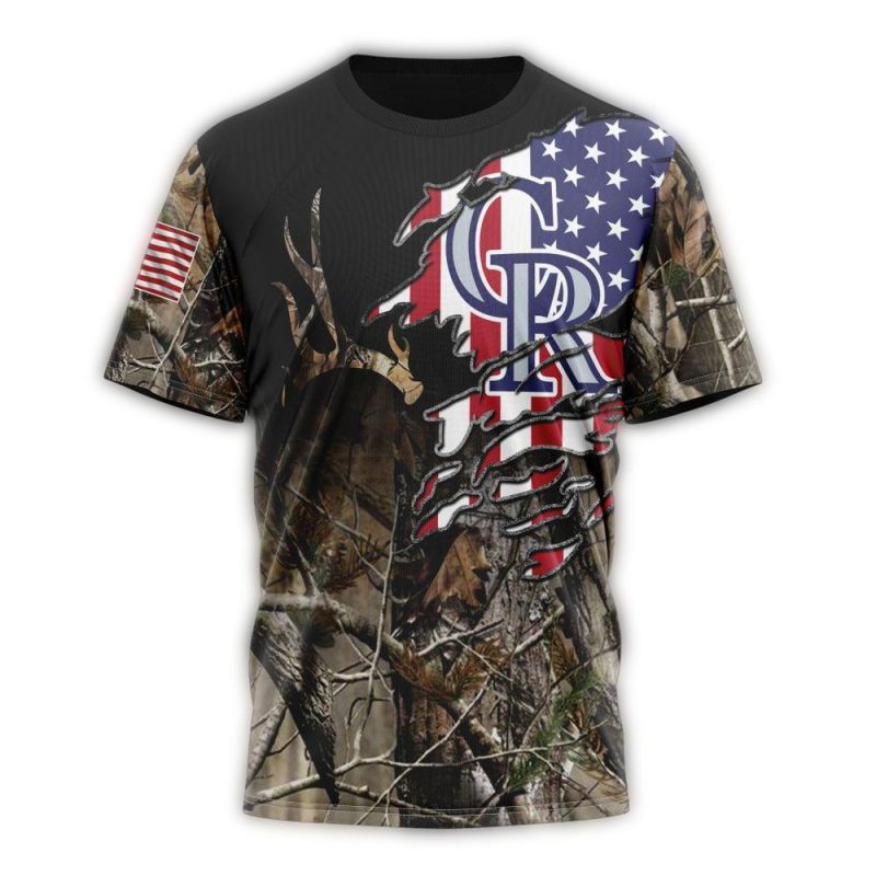 Personalized Colorado Rockies Camo Realtree Hunting AOP T Shirt 1