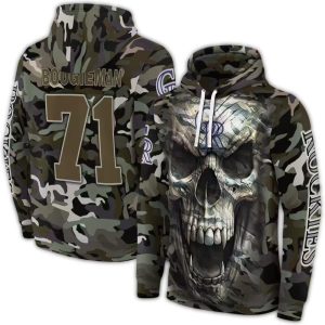 Custom Colorado Rockies Camouflage Skull All-Over Print Hoodie