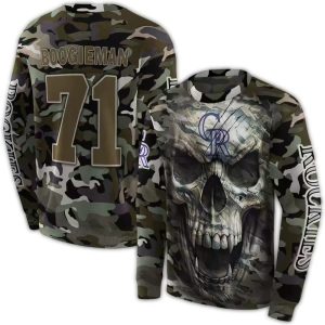Custom Colorado Rockies Camo Skull All-Over Print Sweatshirt
