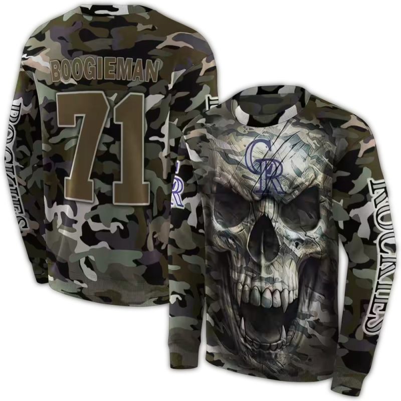 Personalized Colorado Rockies Camo Skull AOP Sweatshirt 1