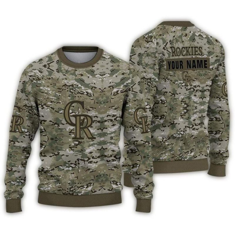 Personalized Colorado Rockies Camouflage Blend Ugly Sweater 1