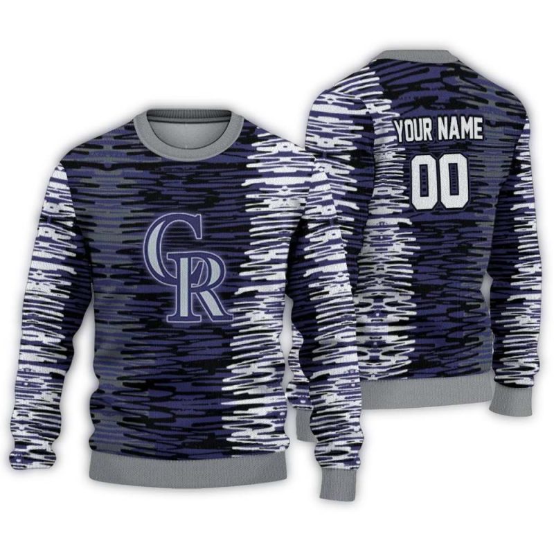 Personalized Colorado Rockies Camouflage Stripe Ugly Sweater 1