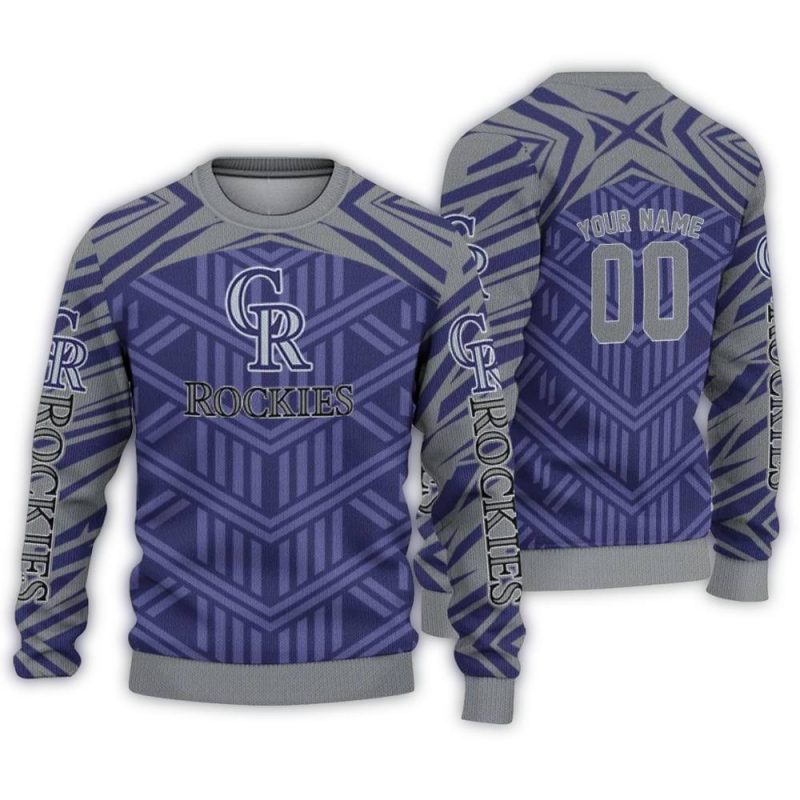 Personalized Colorado Rockies Chevron Pattern Ugly Sweater 1