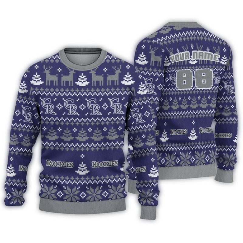 Personalized Colorado Rockies Christmas Ugly Sweater 1