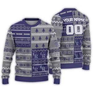 Personalized Colorado Rockies Christmas Tree Bands Ugly Sweater For Fans