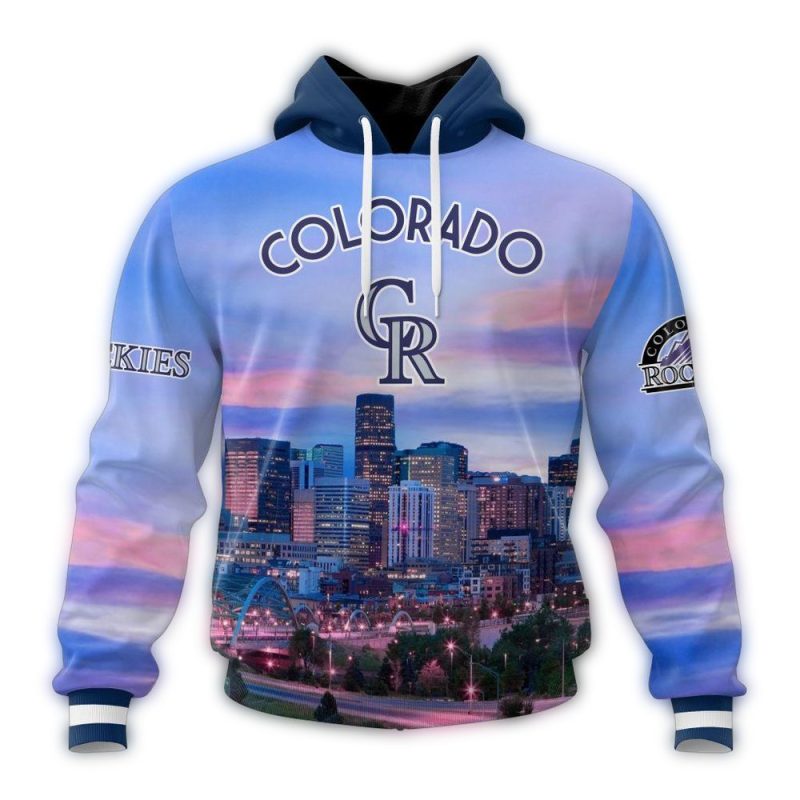 Personalized Colorado Rockies Cityscape AOP Hoodie 1