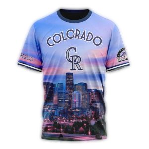 Custom Colorado Rockies Cityscape All-Over Print T-Shirt For Fans