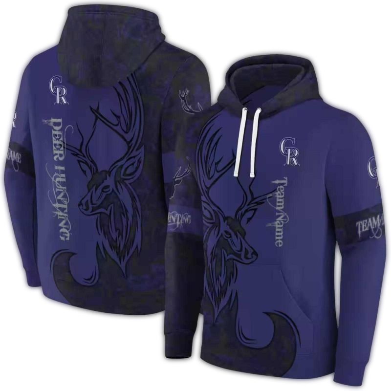 Personalized Colorado Rockies Deer Silhouette AOP Hoodie 1