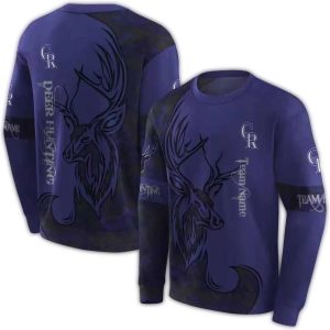 Custom Colorado Rockies Deer Silhouette All-Over Print Sweatshirt