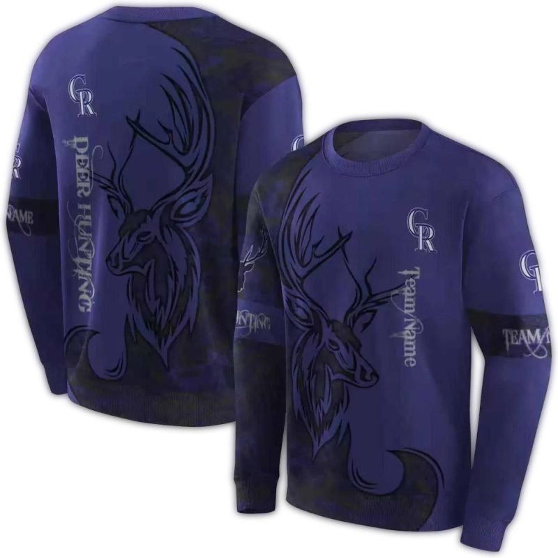 Personalized Colorado Rockies Deer Silhouette AOP Sweatshirt 1
