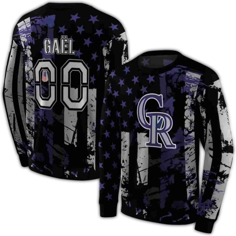 Personalized Colorado Rockies Distressed Flag AOP Sweatshirt 1