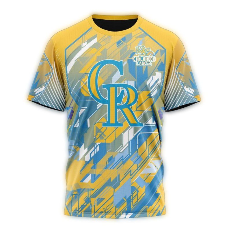 Personalized Colorado Rockies Fearless Against Childhood Cancers AOP T Shirt 1