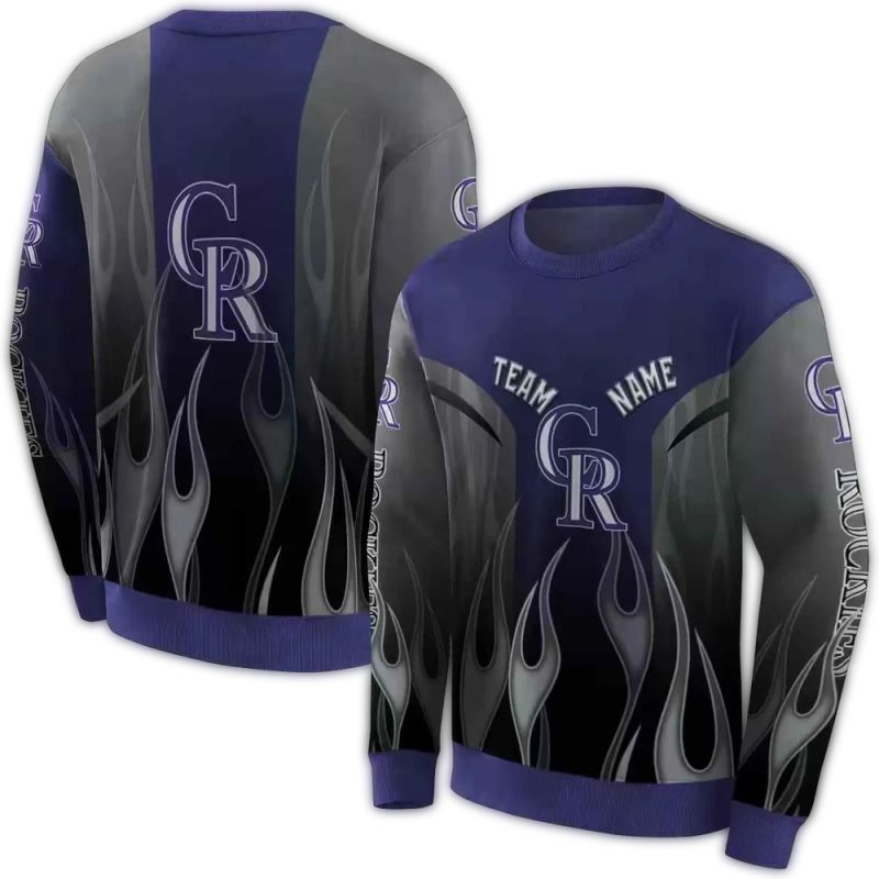 Personalized Colorado Rockies Flame AOP Sweatshirt 1