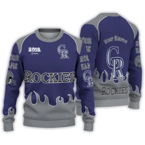 Personalized Colorado Rockies Flame Border Sweatshirt For Fans