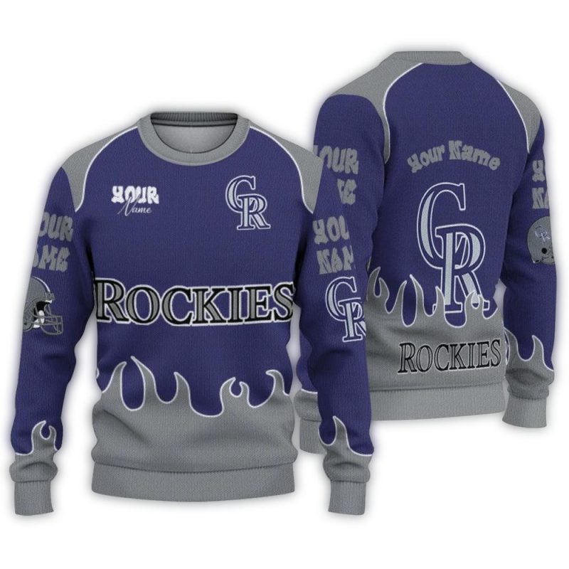 Personalized Colorado Rockies Flame Border Ugly Sweater 1