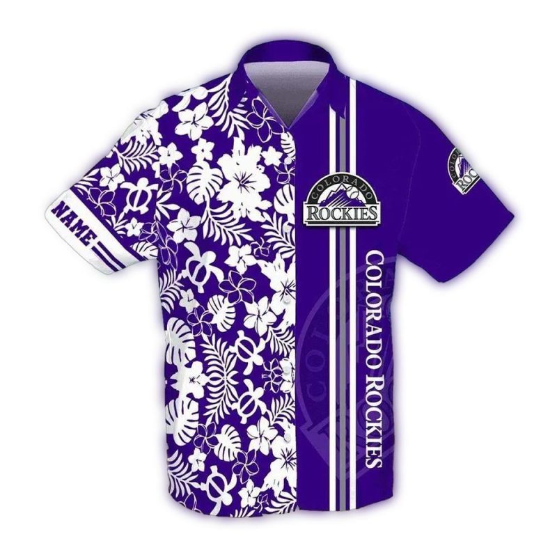 Personalized Colorado Rockies Floral Flower Stripe Hawaiian Shirt 1